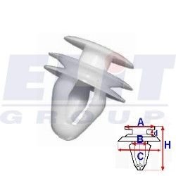 Кліпса обивки дв. (к-т:10 шт) размер:A = 13,2mm/B = 8,7mm/C = 16,6mm/d = 3mm/H = 17,9mm ELIT R B22067