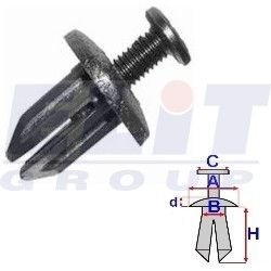 Дюбель внутр. отделки (к-т:10 шт) размер:A = 15,3mm/B = 6,9mm/C = 7,7mm/d = 3,5mm/H = 14,4mm ELIT R B22072