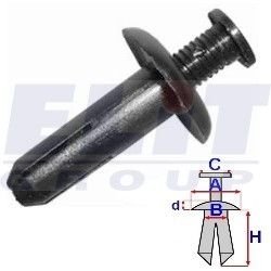 Дюбель бампера (к-т:10 шт) размер:A = 19,9mm/B = 8mm/C = 9,7mm/d = 4mm/H = 26,7mm ELIT R B22080