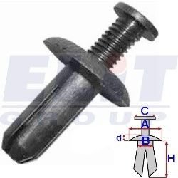 Дюбель бампера (к-т:10 шт) размер:A = 20,3mm/B = 8,1mm/C = 9,7mm/d = 3,4mm/H = 21,7mm ELIT R B22081