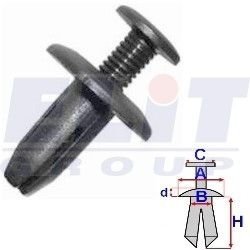 Дюбель воздухозаборника (к-т:10 шт) размер:A = 15,1mm/B = 6mm/C = 9,1mm/d = 2,1mm/H = 14,2mm ELIT R B22091