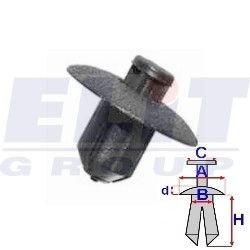 Кліпса воздухозаборника (к-т:10 шт) размер:A = 16,8mm/B = 7mm/C = 5,2mm/d = 1,8mm/H = 9,2mm ELIT R B22097