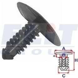 Кліпса обивки дв. (к-т:10 шт) размер:A = 24,7mm/B = 3,8C = 7,8mm/d = 4,2mm/H = 22,5mm ELIT R B22101