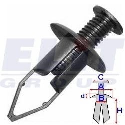 Дюбель бок. молдінгов (к-т:10 шт) размер:A = 18,1mm/B = 8,9mm/C = 9,7mm/d = 2,5mm/H = 24,6mm ELIT R B22110 (фото 1)