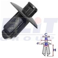 Дюбель бампера (к-т:10 шт) размер:A = 19,5mm/B = 7,6mm/C = 6mm/d = 2,9mm/H = 15mm ELIT R B22118 (фото 1)