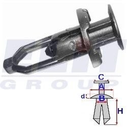 Дюбель бампера (к-т:10 шт) размер:A = 17,8mm/B = 8,6mm/C = 14mm/d = 2,2mm/H = 28,3mm ELIT R B22626