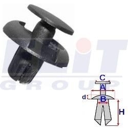 Дюбель бампера (к-т:10 шт) размер:A= 19,4mm/B= 7,5mm/C= 13,6mm/d= 3,3mm/H= 10,2mm ELIT R B22628
