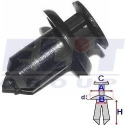 Дюбель внеш.накладок на поріг/молдінг (к-т:10 шт) размер:A= 19,3mm/B= 9,9mm/C= 13,8mm/d= 2,6mm/H= 19 ELIT R B23153