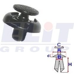 Дюбель воздухозаборника (к-т:10 шт) размер:A = 17,7mm/B = 6,6mm/C = 11,6mm/d = 3,8mm/H = 7,7mm ELIT R B24337