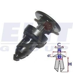 Кліпса воздухозаборника [97-00] (к-т:10шт)A= 13,6mm/B= 7,6mm/C= 17,4mm/d= 3,7mm/H= 12,2mm ELIT R B24653