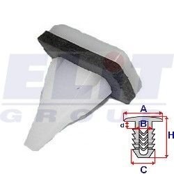 Кліпса внеш.накладок на поріг/молдінг (к-т:5 шт) размер:A= 16,8mm/B= 4,4mm/C= 12,3mm/H= 23,4mm ELIT R B25237