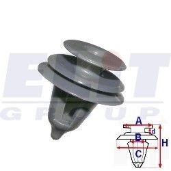 Кліпса внутренней отделки (к-т:10 шт) размер:A = 12,8mm/B = 9,3mm/C = 17,8mm/d = 3mm/H = 20,8mm ELIT R B25270