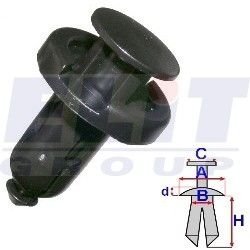 Дюбель бампера [99-] (к-т:10 шт) размер:A= 19,8mm/B= 9,6mm/C= 13,7mm/d= 3,9mm/H= 22,6mm ELIT R B25354