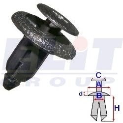 Дюбель Кришки (к-т:10 шт) размер:A = 14,4mm/B = 5,9mm/C = 9,7mm/d = 2,3mm/H = 13,4mm ELIT R B25376