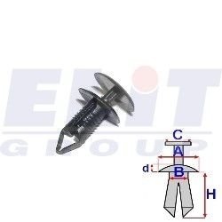 Дюбель багажника (к-т:10 шт) размер:A = 13,4mm/B = 5,3mm/C = 13,9mm/d = 1,3mm/H = 16,4mm ELIT R B25574