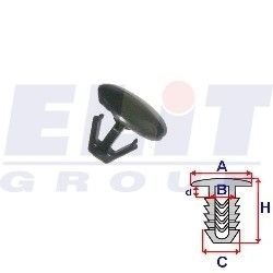 Кліпса ущільнювача (к-т:10 шт) размер:A = 10,8mm/B = 4,1mm/C = 7mm/H = 9,7mm ELIT R B25663