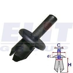 Дюбель внеш.накладок на поріг/молдінг (к-т:10 шт) размер:A= 15,9mm/B= 7,7mm/C= 4,7mm/d= 2,9mm/H= 14m ELIT R B25678