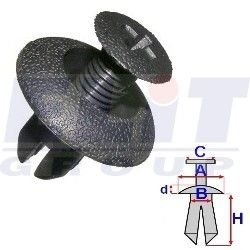 Дюбель бампера (к-т:10 шт) A= 17,3mm/B= 6,9mm/C= 9,5mm/d= 3,3mm/H= 10,5mm ELIT R B25700