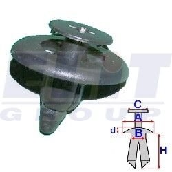 Дюбель багажника [97-] (к-т:10 шт) размер:A = 18mm/,mm/B = 6,mm/C = 9,8,mm/H = 12mm ELIT R B25824