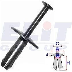 Дюбель бампера (к-т:10 шт) размер:A = 20mm/B = 5,7mm/C = 7,9mm/d = 3,1mm/H = 20,1mm ELIT R C10005