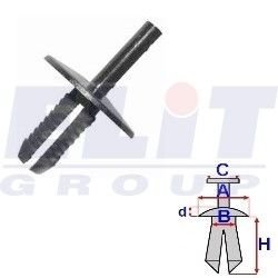 Дюбель бампера (к-т:10 шт) размер:A = 20mm/B = 5,8mm/C = 3,4mm/d = 2,1mm/H = 15,2mm ELIT R C10006