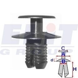 Дюбель в мотор.отсеке (к-т:10 шт) размер:A = 20,1mm/B = 8mm/C = 14,9mm/d = 2,4mm/H = 14,1mm ELIT R C10032 (фото 1)