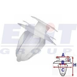 Кліпса внутр. отделки (к-т:10 шт) размер:A = 12,9mm/B = 8,1mm/C = 17,7mm/d = 2,6mm/H = 20,4mm ELIT R C10075