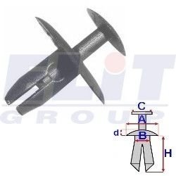 Дюбель бампера (к-т:10 шт) размер:A= 21,8mm/B= 6,5mm/C= 11,9mm/d= 1,8mm/H= 13,9mm ELIT R C10090