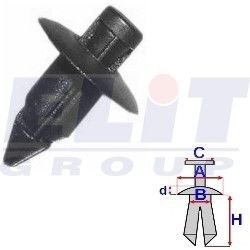 Дюбель воздухозаборника (к-т:10 шт) размер:A= 14,7mm/B= 6,7mm/C= 5,3mm/d= 1,4mm/H= 13mm ELIT R C10120