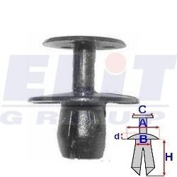 Дюбель багажника (к-т:10 шт) размер:A = 19,7mm/B = 8mm/C = 14,8mm/d = 1,3mm/H = 9,4mm ELIT R C30014