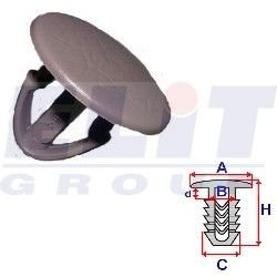 Кліпса обивки дв. (к-т:10 шт) размер:A = 17,8mm/B = 8,6mm/C = 11,4mm/d = 3,7mm/H = 14,8mm ELIT R C40040