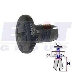 Дюбель в мотор.отсеке (к-т:10 шт) размер:A = 18,1mm/B = 8,2mm/d = 2,8mm/H = 14,9mm ELIT R C40976