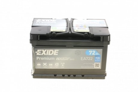 Акумуляторна батарея 72Ah/720A (278x175x175/+R/B13) Premium EXIDE EA722 (фото 1)