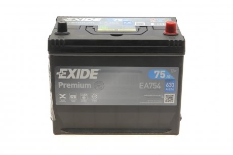 Аккумулятор 75Ah-12v PREMIUM (267х172х220),R,EN630 Азия EXIDE EA754