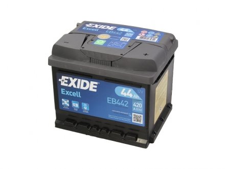 Акумуляторна батарея 44Ah/420A (207x175x175/+R/B13) Excell EXIDE EB442 (фото 1)