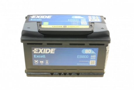 Акумуляторная батарея 80Ah/640A (315x175x190/+R/B13) Excell EXIDE EB800 (фото 1)