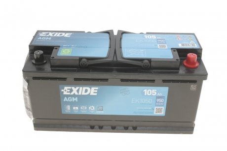 Акумулятор AGM - 105Ah| EN 950 | 392x175x190 (ДхШхВ) EXIDE EK1050