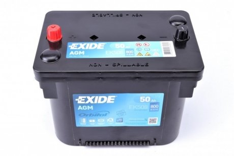 Акумуляторна батарея 50Ah/800A (260x173x206/+L/B7) (Start-Stop AGM) Orbital EXIDE EK508