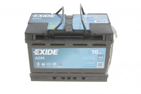 Акумулятор AGM - 70Ah| EN 760 | 278x175x190 (ДхШхВ) EXIDE EK700