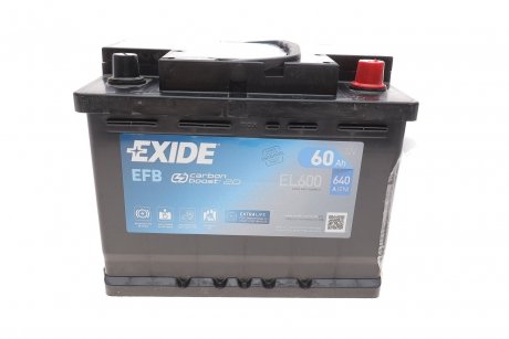 Акумулятор Start-Stop EFB (242×175×190), 60Ач, 640А, R+ EXIDE EL600