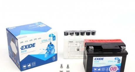 Акумуляторна батарея 3Ah/50A (113x70x85/+R/B0) (AGM) (мото) (сухозаряджений) EXIDE ETX4L-BS