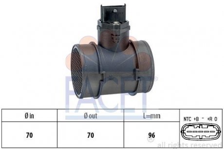 Расходомер воздуха (5 конт.) Combo 1.7Di/DTi 01- (48/55kw) FACET 10.1155 (фото 1)