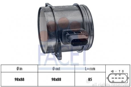 Расходомер воздуха BMW 3/5/X3/X5 2.0/3.0 d 04-> (10.1348) FACET 101348 (фото 1)