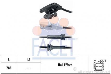 Датчик ABS Citroen C4 I, II/Peugeot 307 1.4-2.0D 00- задній Л/Пр FACET 21.0031