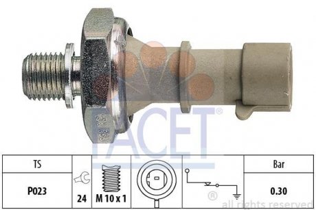 Датчик тиску оливи (0,3bar/1 конт./сірий) OPEL ASTRA G/H 1.6 00-10 FACET 7.0162