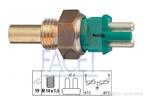 Датчик температури OM602 (2-фішки) зелений/LT II 2.8TDI FACET 7.3140