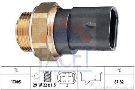 Датчик включения вентилятора Opel Astra F/Vectra A 1.4-2.0i 88-05 (7.5102) FACET 75102 (фото 1)