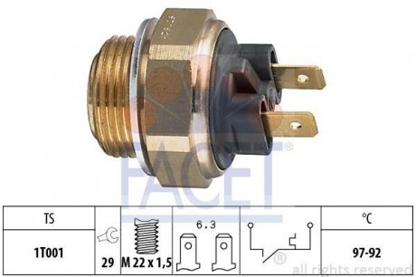 Датчик вмикання вентилятора Audi 100/80/ Peugeot 309/405 0.9-2.5 63-01 FACET 7.5111