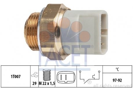 Датчик вмикання вентилятора Vito OM611 (на радіаторі) (2конт.) FACET 7.5279