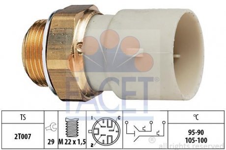 Датчик вмикання вентилятора Opel Astra F/Kadett E/Omega B 1.5-3.0 88-01 FACET 7.5688